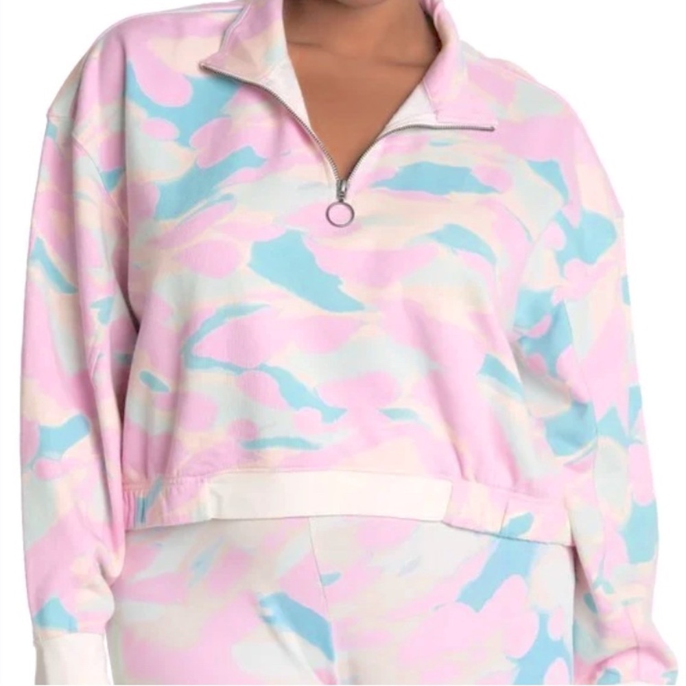 NWT Abound Camo Print Balloon Sleeve Quarter Zip Sweatshirt size S